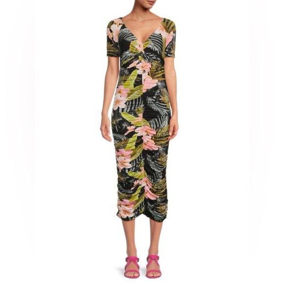 Favorite Daughter The Bad Decisions V-Neck Body-Con Hawaiian Dress Size XS - Picture 3 of 16